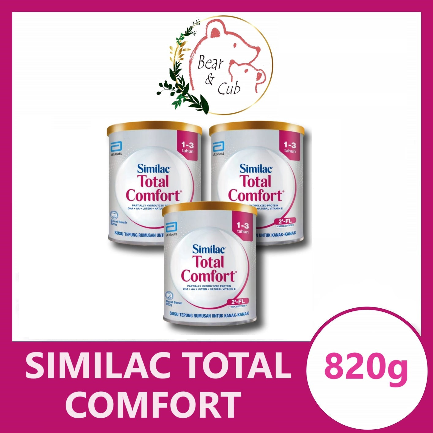 3x 820g SIMILAC TOTAL COMFORT WITH 2'-FL